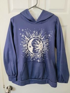 Celestial Sun & Moon Pullover Hoodie in Deep Blue